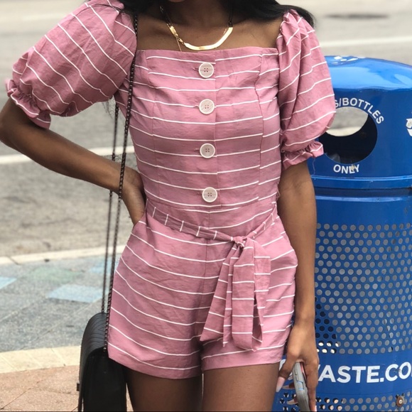 Pink and white striped super romper - Picture 3 of 4
